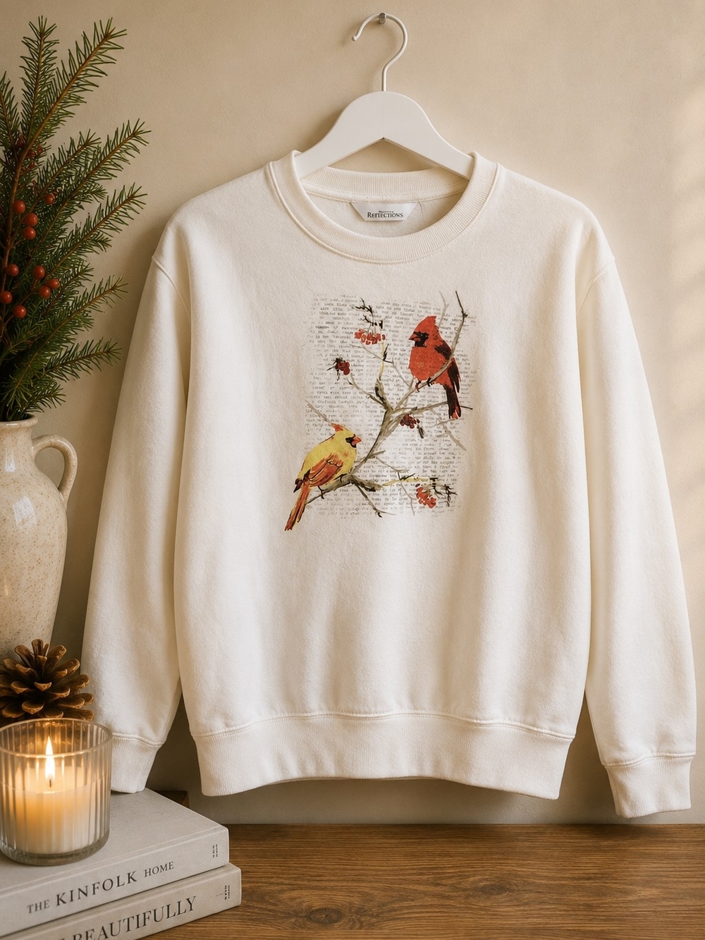 Northern Reflections Cardinal Bird Graphic Crewneck Sweatshirt Women's Medium